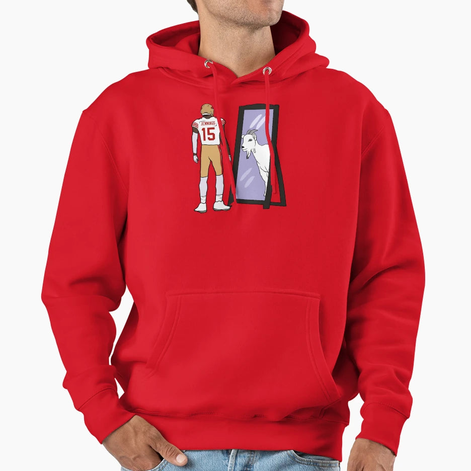 Jauan Jennings Mirror Goat Hoodie - Graphic Print Unisex - T-Shirt, Sweatshirt, Hoodie