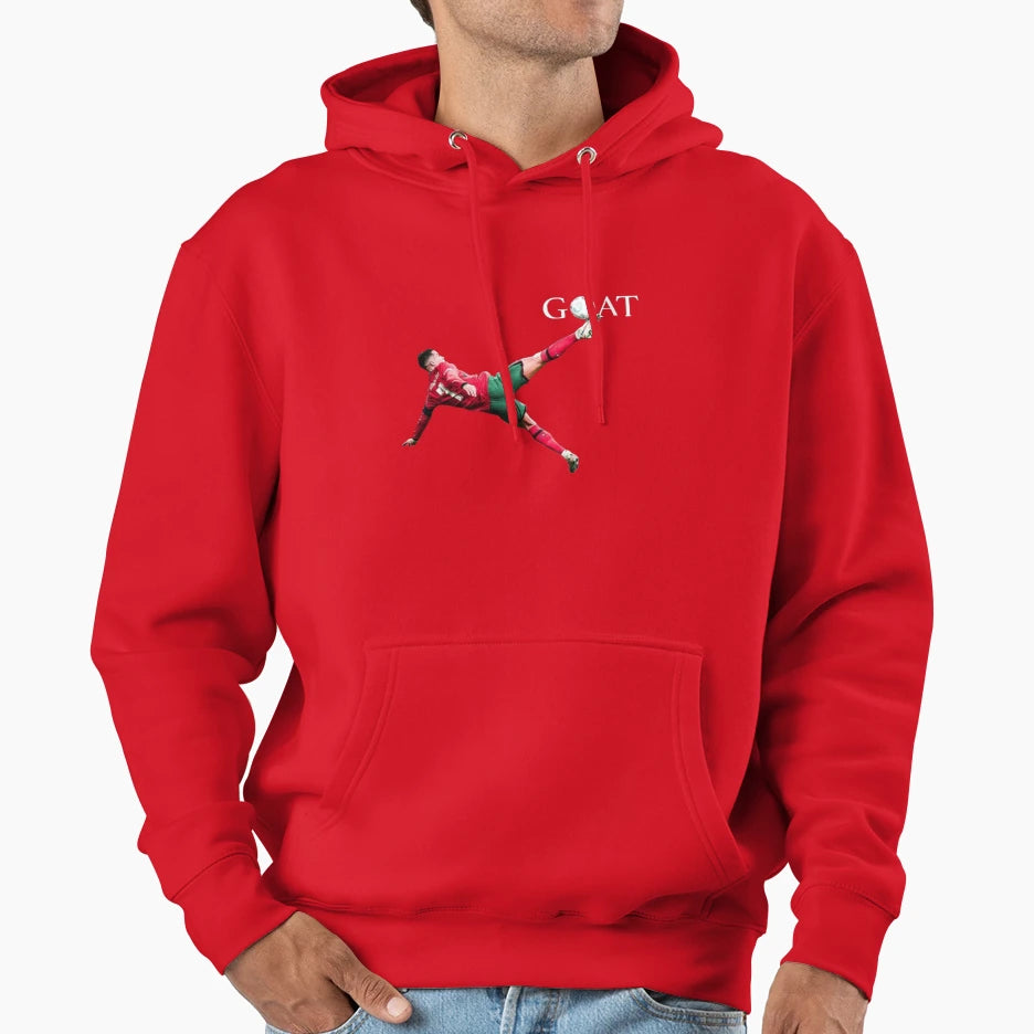 Goat Motion Ronaldos Iconic Bicycle Kick Hoodie - Novelty Apparel Unisex - T-Shirt, Sweatshirt, Hoodie