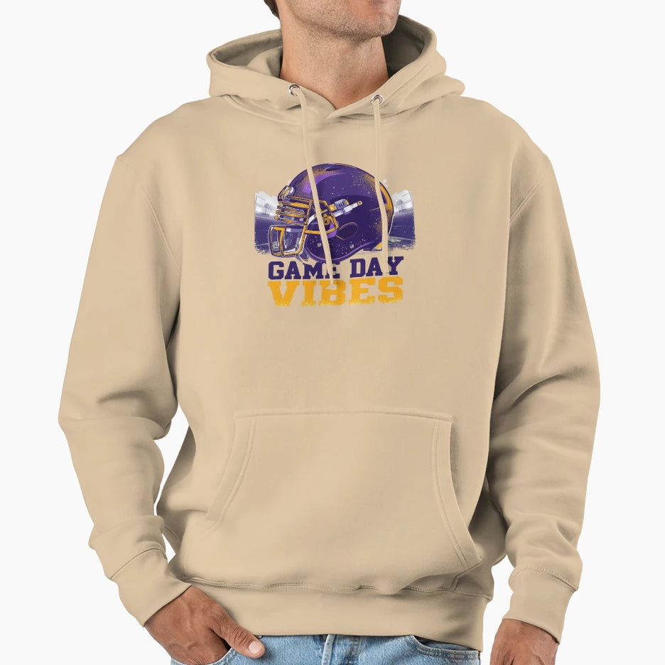 Copy Purple Gold Helmet Game Day Vibes Hoodie - Streetwear Style Unisex - T-Shirt, Sweatshirt, Hoodie