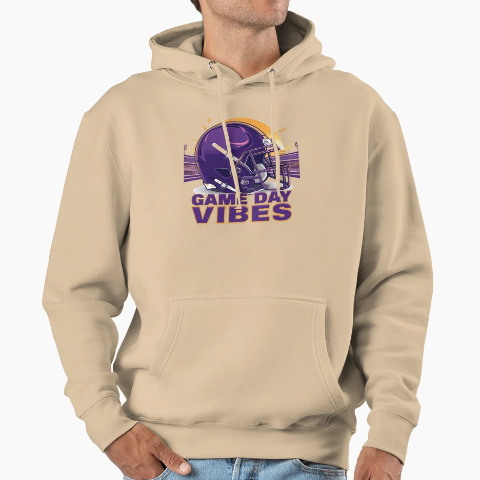 Copy Purple Gold Helmet Game Day Vibes Hoodie - Novelty Apparel Unisex - T-Shirt, Sweatshirt, Hoodie