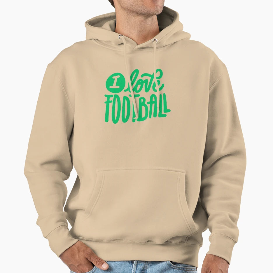 I Love Football Football Hoodie - Casual Everyday Wear Men Women - T-Shirt, Sweatshirt, Hoodie
