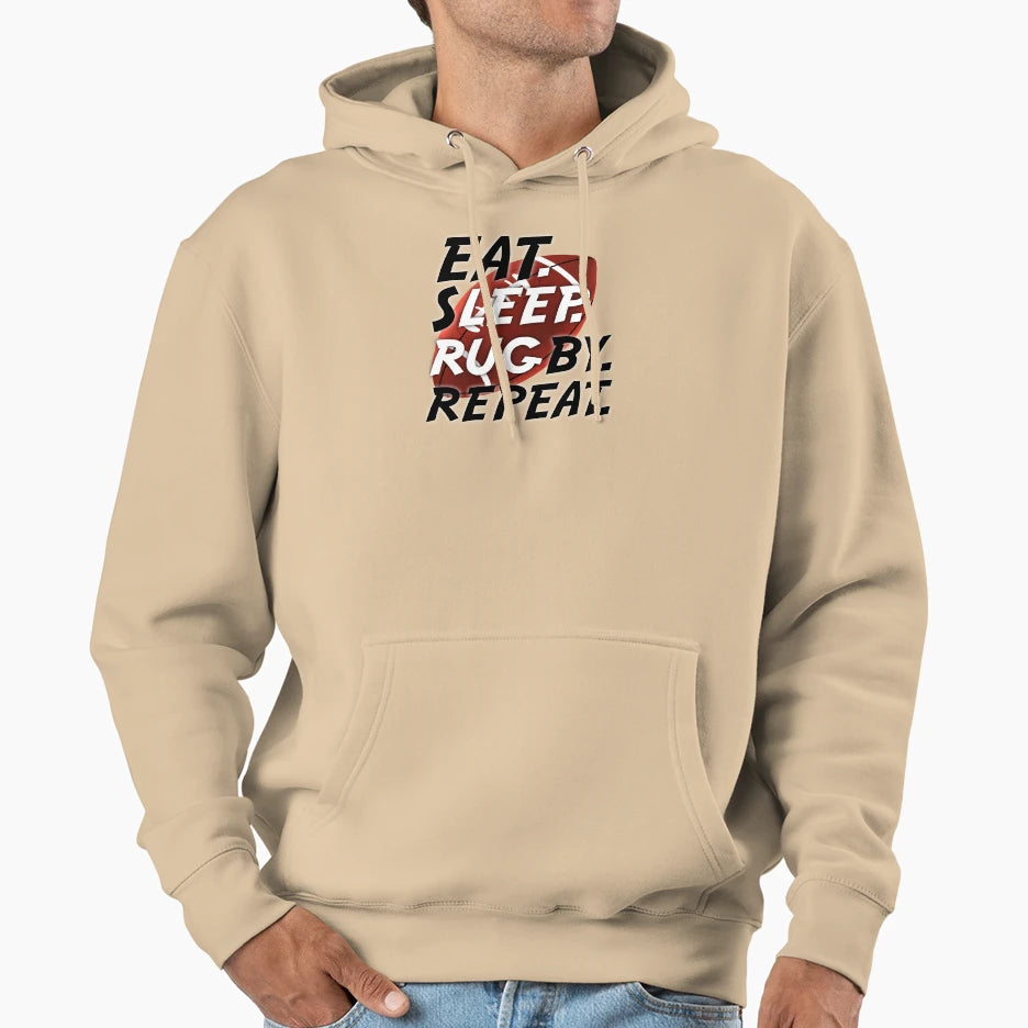 Eat Sleep Rugby Repeat 5 Hoodie - Aesthetic Graphic Unisex - T-Shirt, Sweatshirt, Hoodie