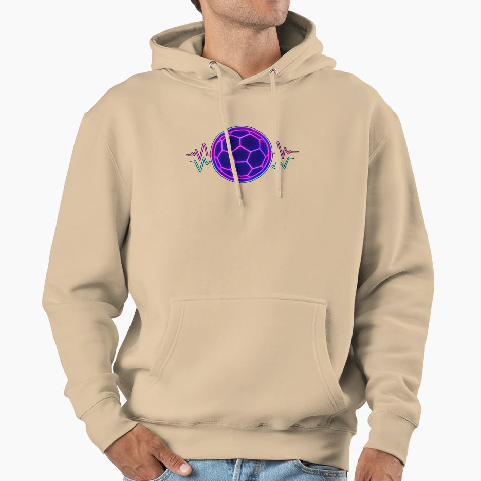 Neon Football Heartbeat Soccer Lover Hoodie - Aesthetic Graphic Unisex - T-Shirt, Sweatshirt, Hoodie