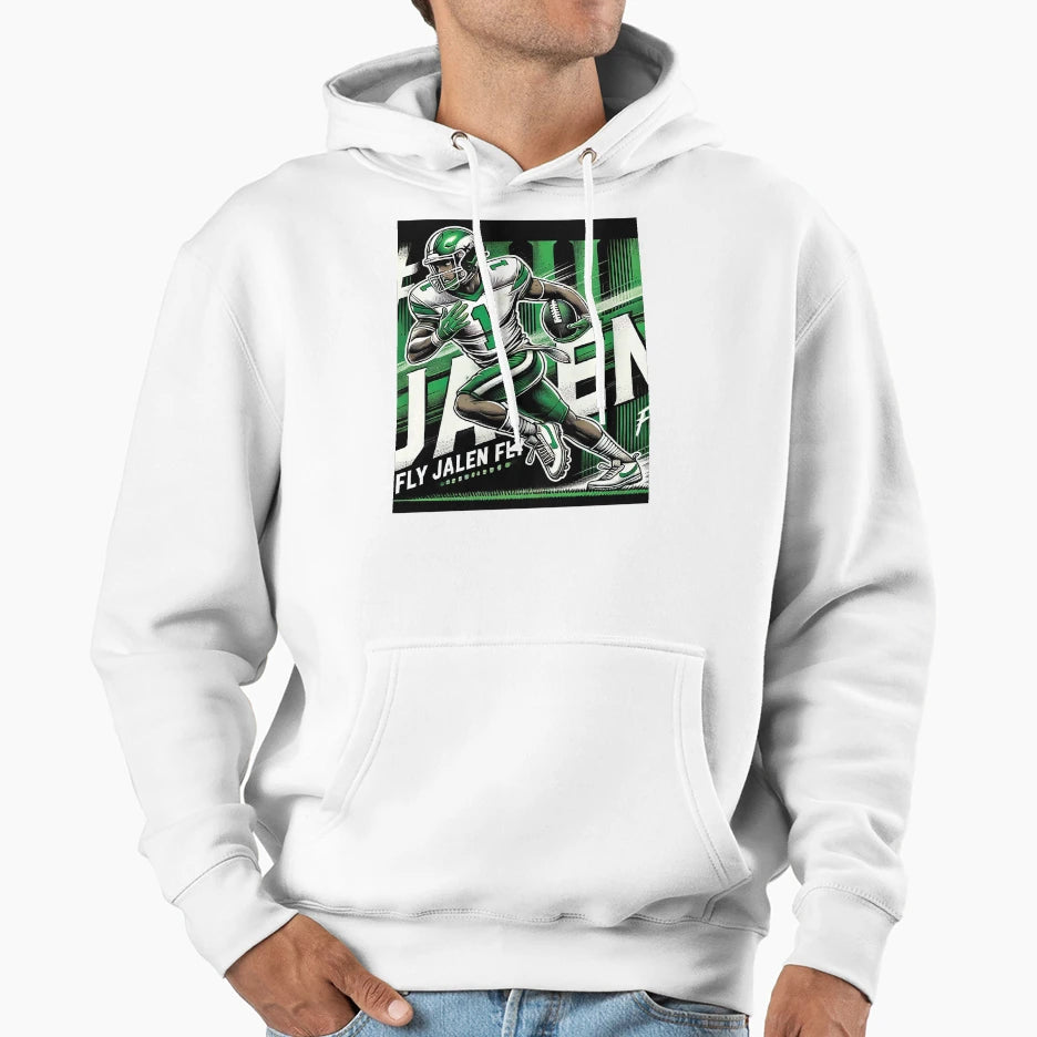 JH Dynamic Football Action Fly Jalen Hoodie - Novelty Apparel for Adults - T-Shirt, Sweatshirt, Hoodie