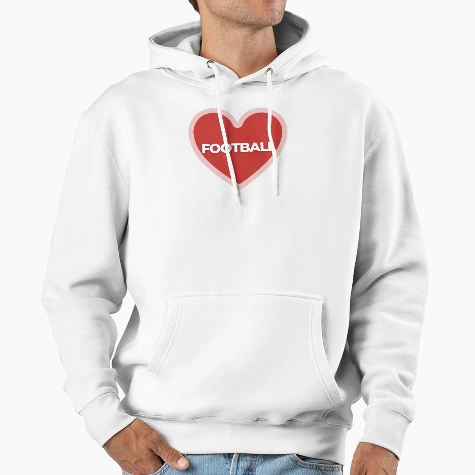 I Heart Football Hoodie - Minimalist Print Men Women - T-Shirt, Sweatshirt, Hoodie