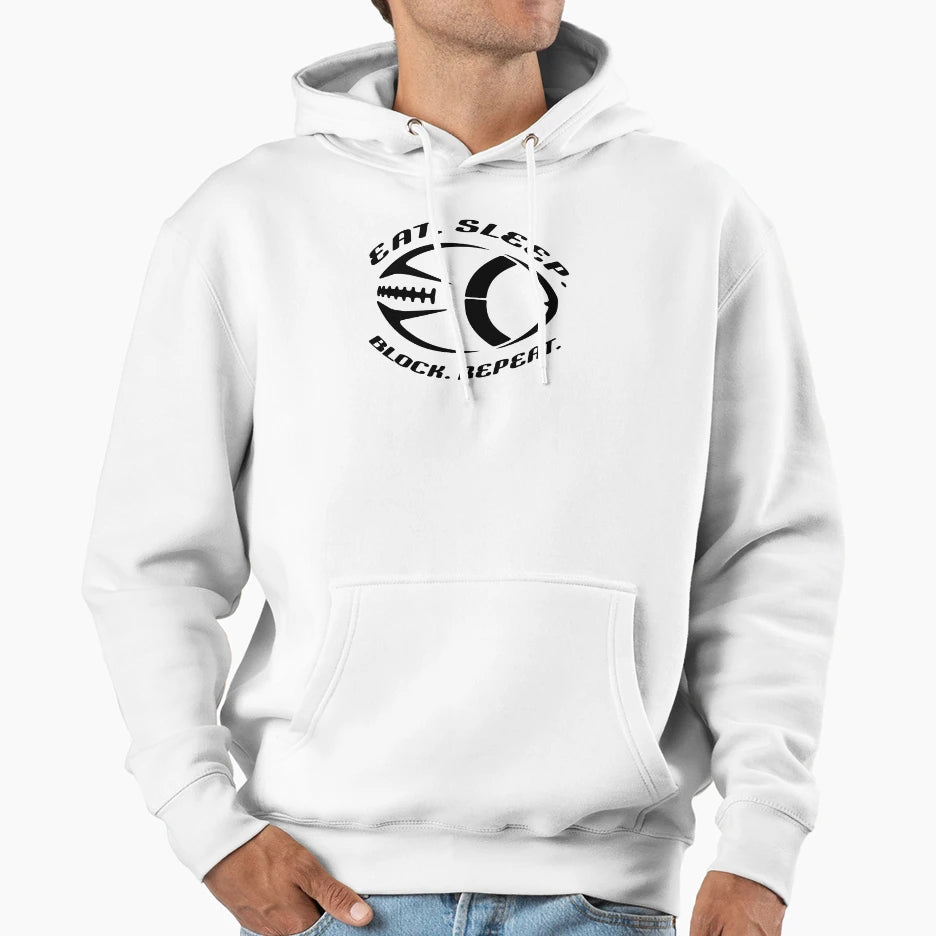 Eat Sleep Block Repeat Football Hoodie - Streetwear Style Men Women - T-Shirt, Sweatshirt, Hoodie