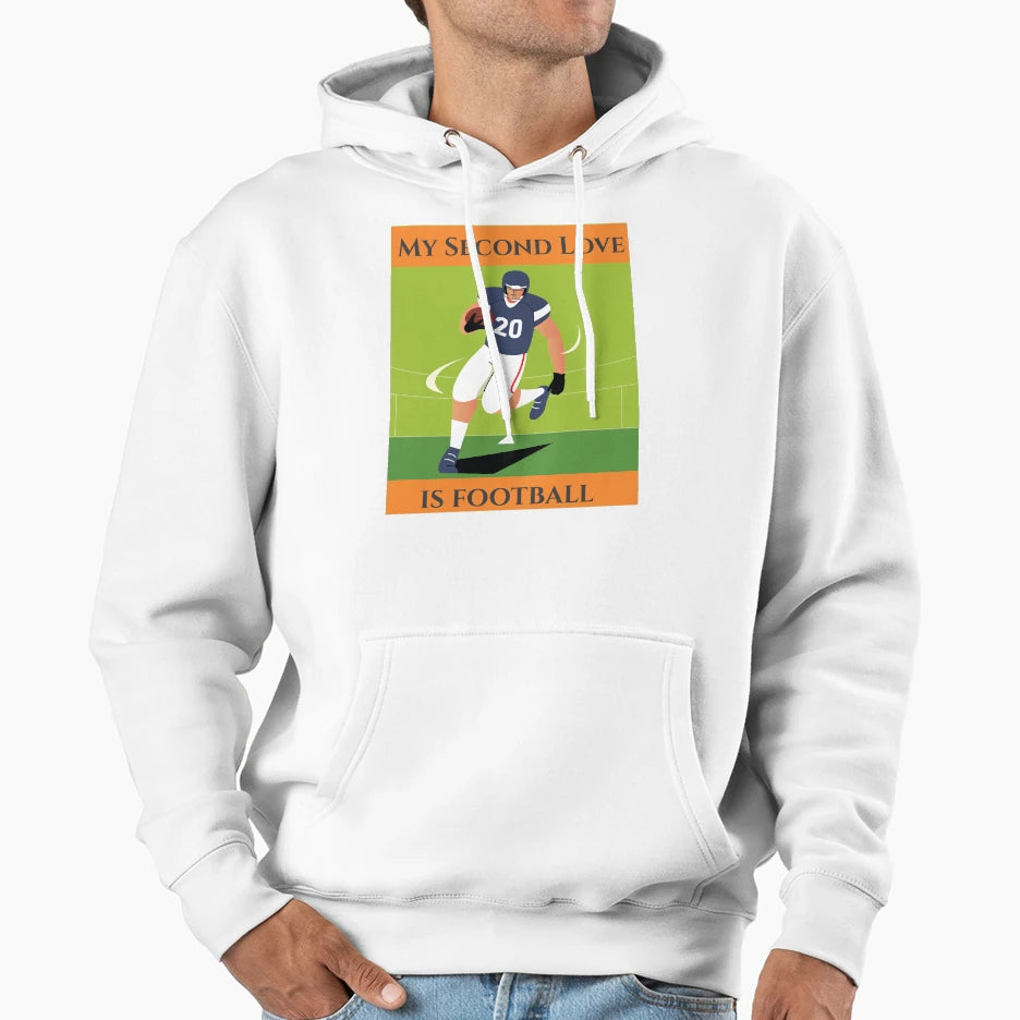 My Second Love Is Football T-Shirt - Casual Everyday Wear for Adults - T-Shirt, Sweatshirt, Hoodie