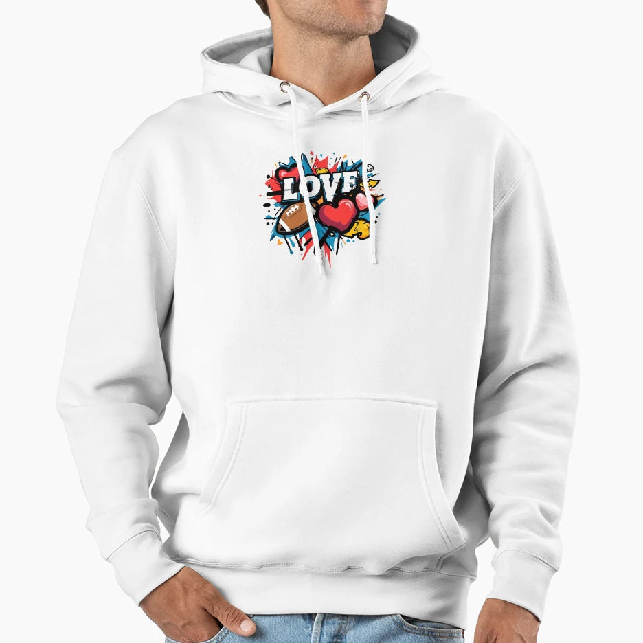 Love Football Hoodie - Custom Art Print Unisex - T-Shirt, Sweatshirt, Hoodie