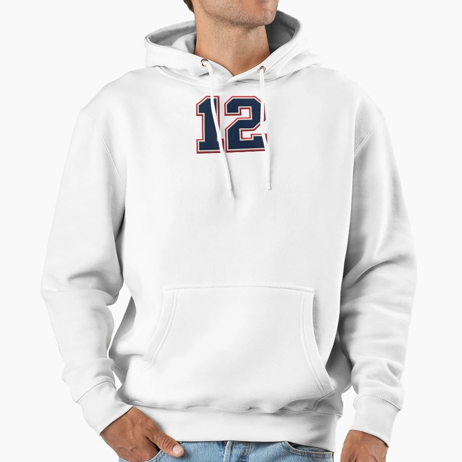 Number 12 New England Tom Patriots Hoodie - Streetwear Style Unisex - T-Shirt, Sweatshirt, Hoodie