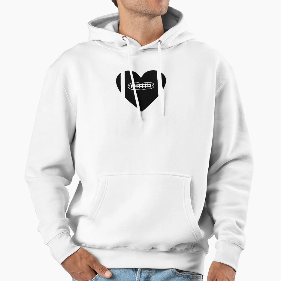 American Football Heart Black And Hoodie - Streetwear Style for Adults - T-Shirt, Sweatshirt, Hoodie