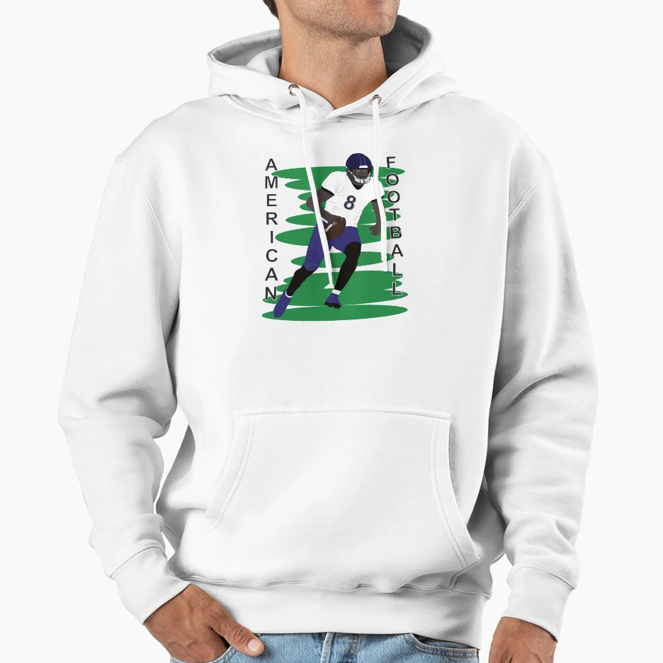 American Football Player Action Hoodie - Unique Graphic Men Women - T-Shirt, Sweatshirt, Hoodie