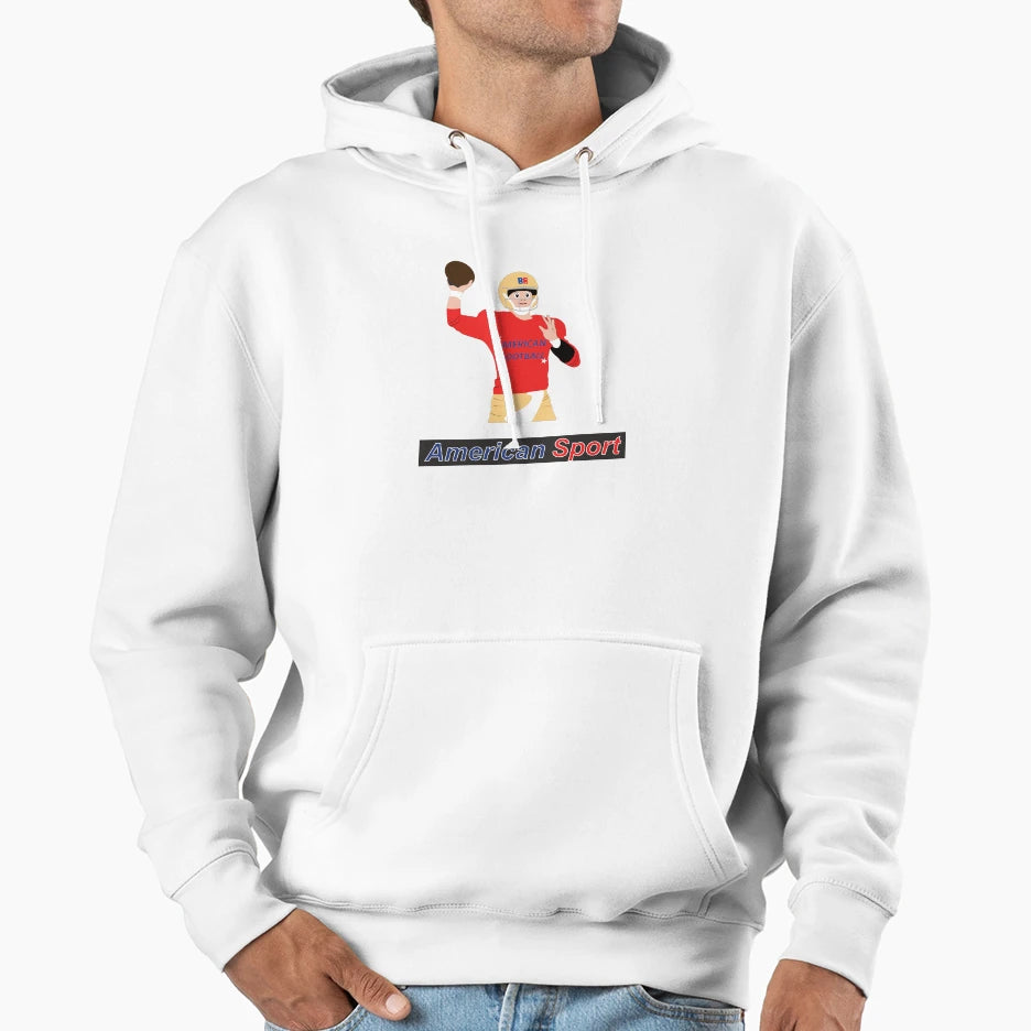 Football Player Action Ball Hand Hoodie - Minimalist Print Unisex - T-Shirt, Sweatshirt, Hoodie