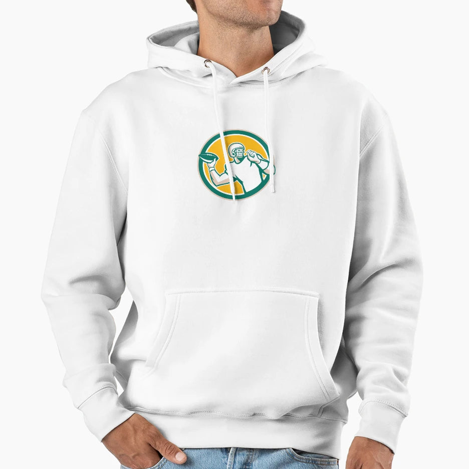 American Football Qb Throwing Circle Hoodie - Minimalist Print for Adults - T-Shirt, Sweatshirt, Hoodie