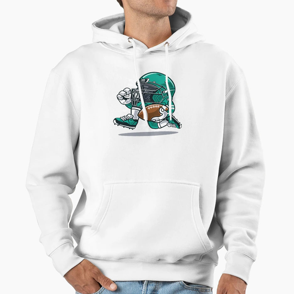 American Football Player Cartoon Character Hoodie - Novelty Apparel Unisex - T-Shirt, Sweatshirt, Hoodie
