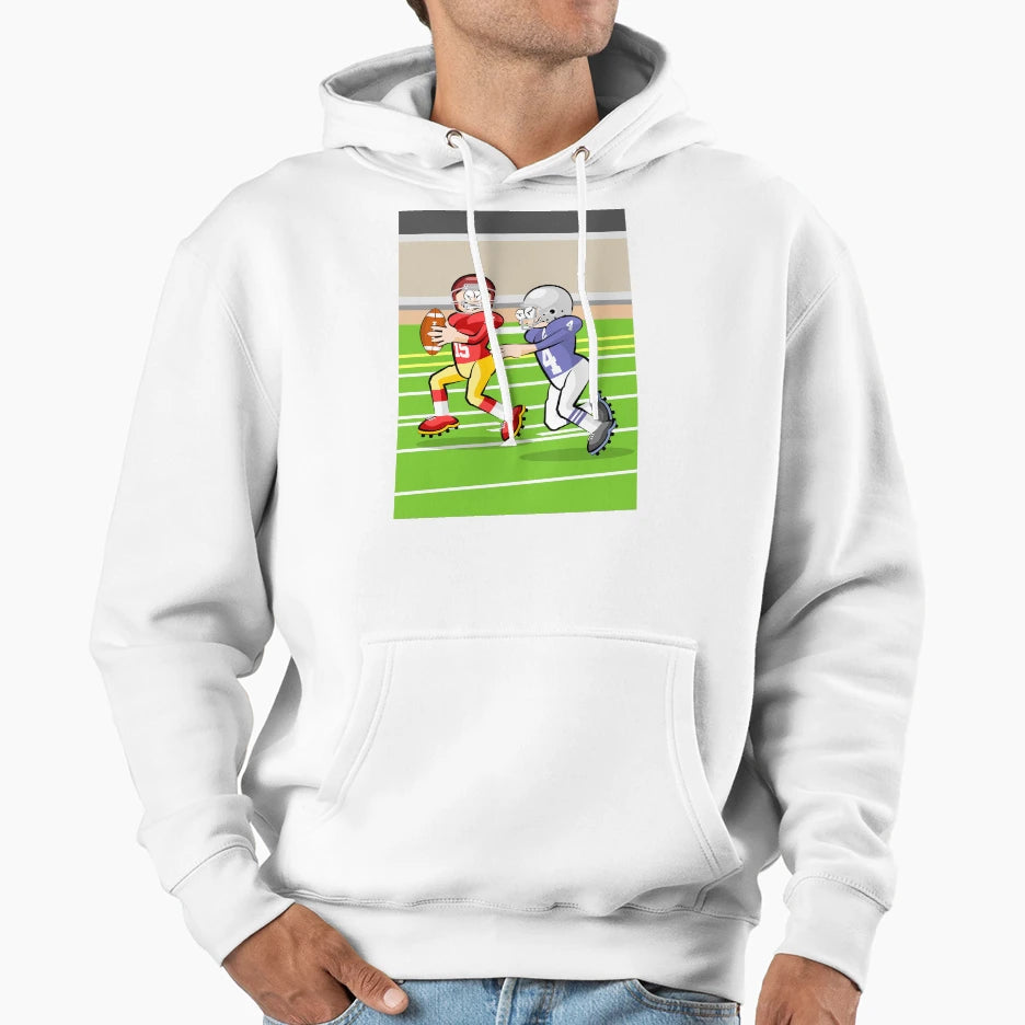 Two American Football Players Hoodie - Fun Novelty Design Men Women - T-Shirt, Sweatshirt, Hoodie