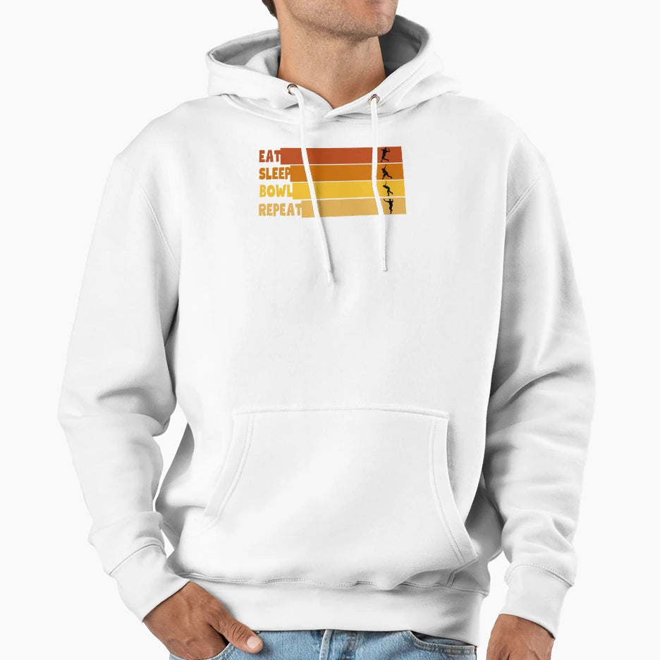 Eat Sleep Bowl Repeat Cricket Hoodie - Minimalist Print Unisex - T-Shirt, Sweatshirt, Hoodie