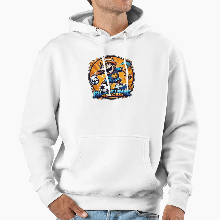 Cartoon Character Playing Soccer Hoodie - Fun Novelty Design Men Women - T-Shirt, Sweatshirt, Hoodie