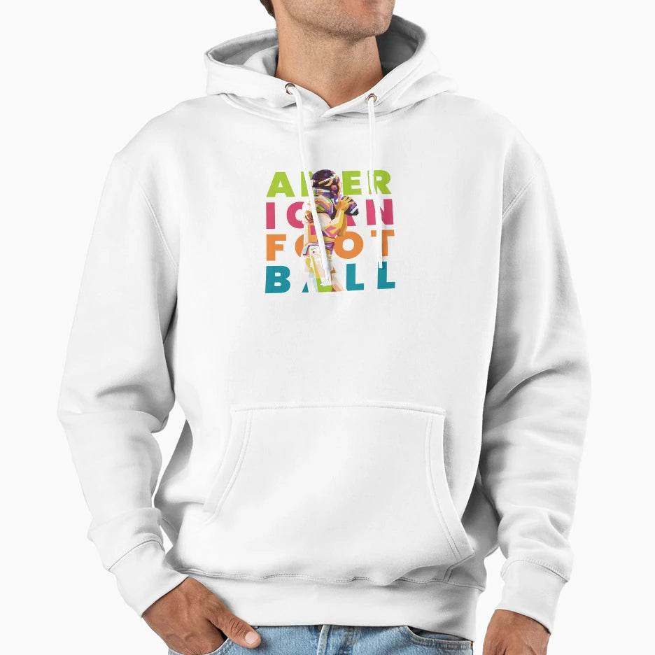 American Football Popart Portrait Wpap Hoodie - Unique Graphic Unisex - T-Shirt, Sweatshirt, Hoodie
