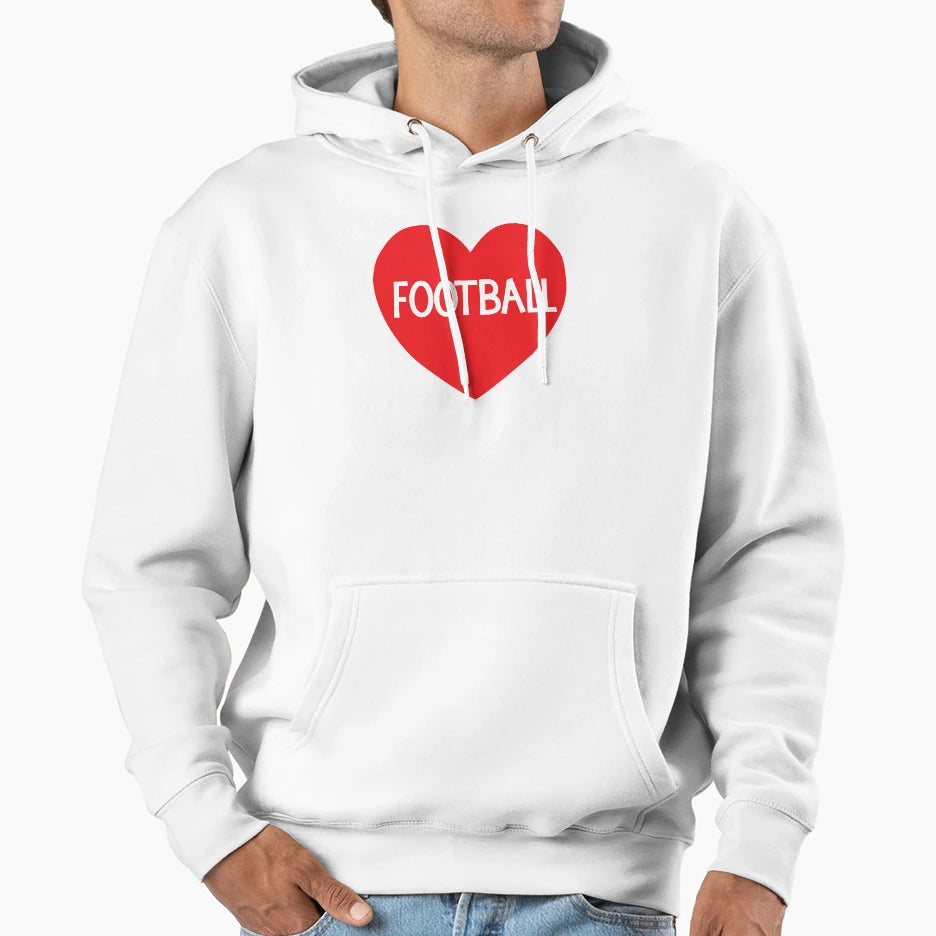 Love Football Heart Hoodie - Unique Graphic Men Women - T-Shirt, Sweatshirt, Hoodie