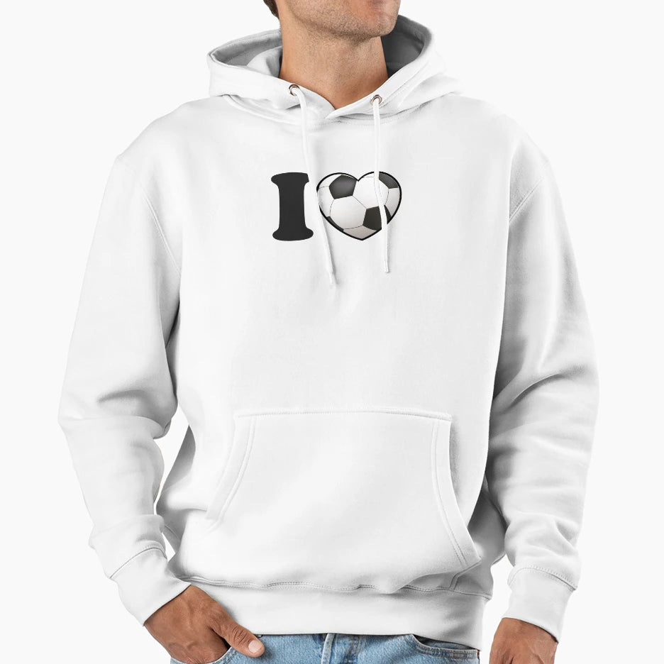 I Love Soccer Hoodie - Trendy Graphic Unisex - T-Shirt, Sweatshirt, Hoodie