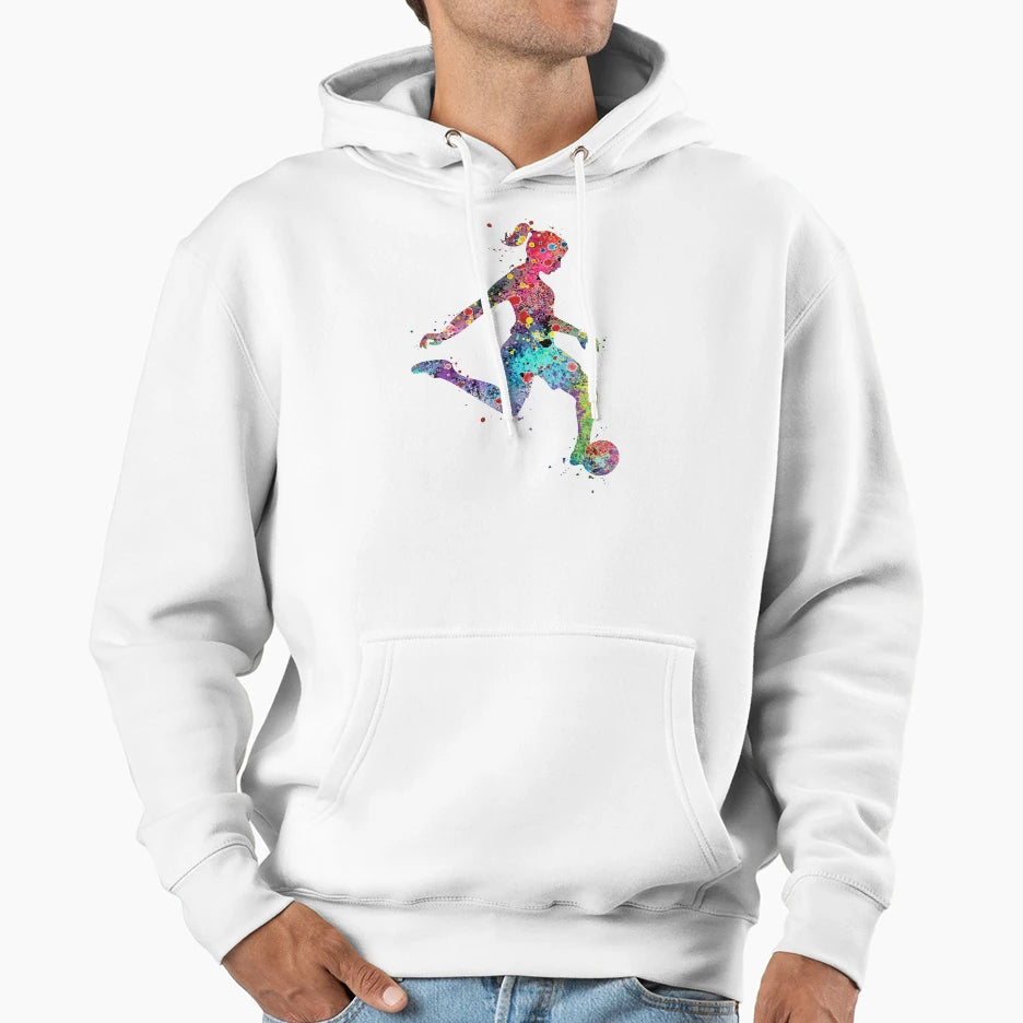 Soccer Watercolor Painting Art Gifts Hoodie - Graphic Print Unisex - T-Shirt, Sweatshirt, Hoodie