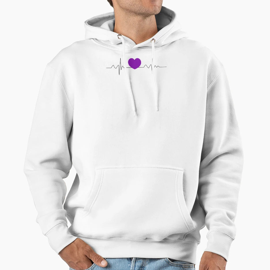 Purple Heartbeat Hoodie - Minimalist Print for Adults - T-Shirt, Sweatshirt, Hoodie
