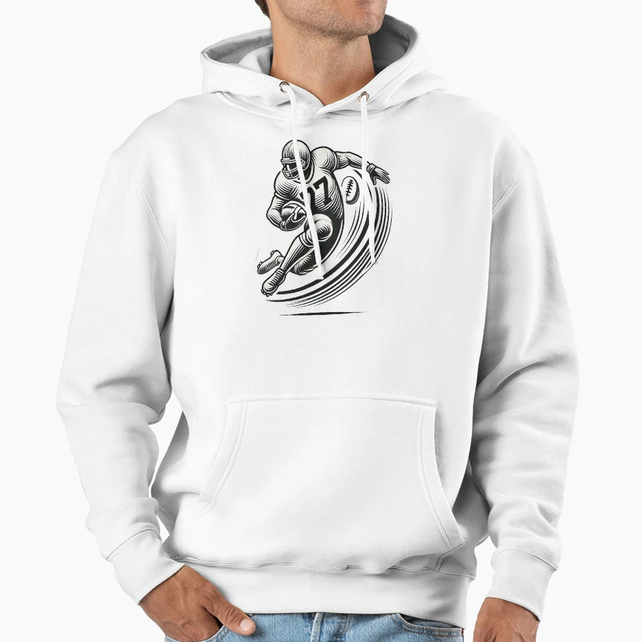 Minimalist Football Player Line Art Hoodie - Custom Art Print for Adults - T-Shirt, Sweatshirt, Hoodie