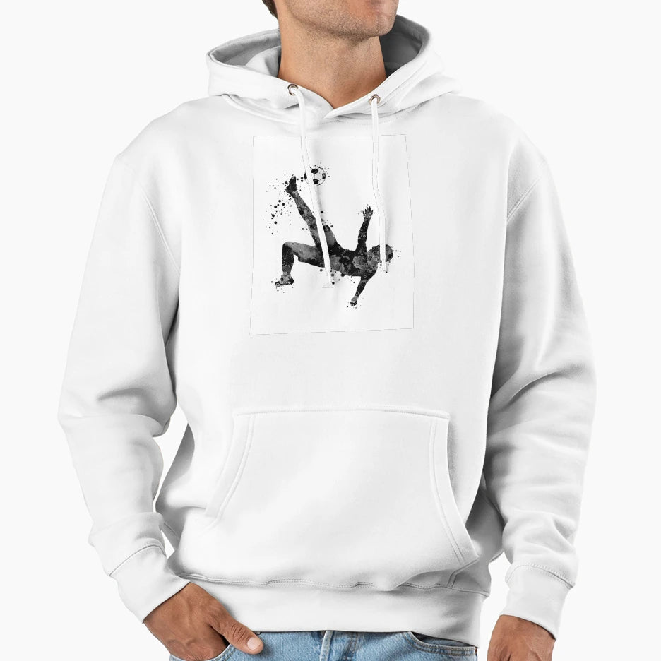Soccer Player Bicycle Kick Black And Hoodie - Custom Art Print Unisex - T-Shirt, Sweatshirt, Hoodie