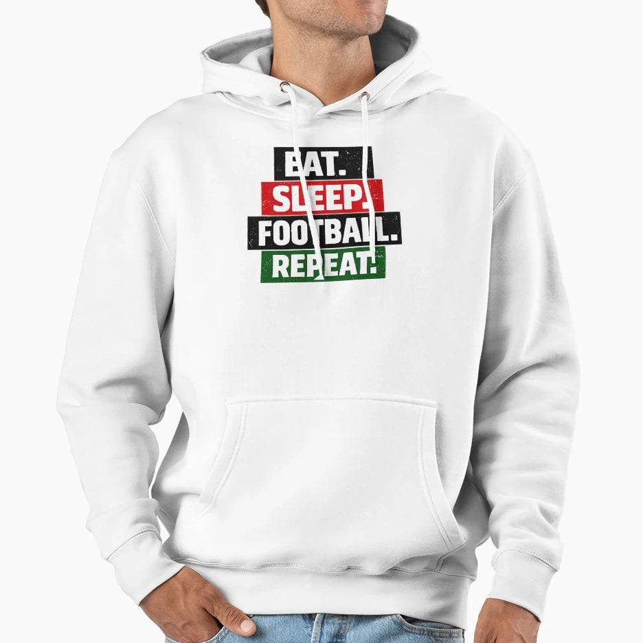 Eat Sleep Football Repeat T-Shirt - Aesthetic Graphic Men Women - T-Shirt, Sweatshirt, Hoodie