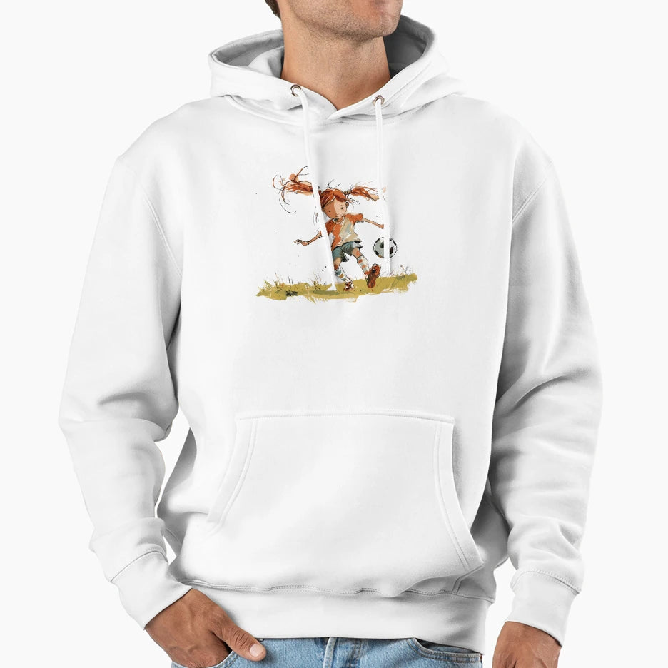 Little Playing Soccer Hoodie - Aesthetic Graphic for Adults - T-Shirt, Sweatshirt, Hoodie