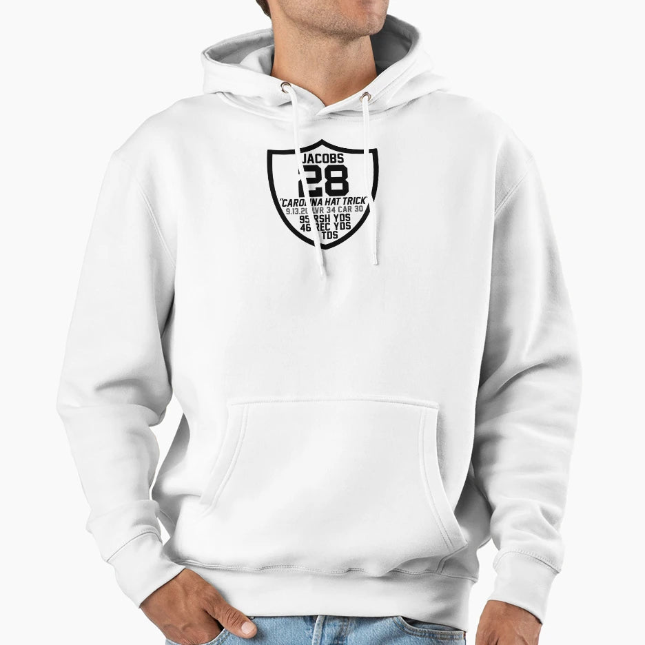 Carolina Hat Trick Josh Jacobs 28 Hoodie - Fun Novelty Design Unisex - T-Shirt, Sweatshirt, Hoodie