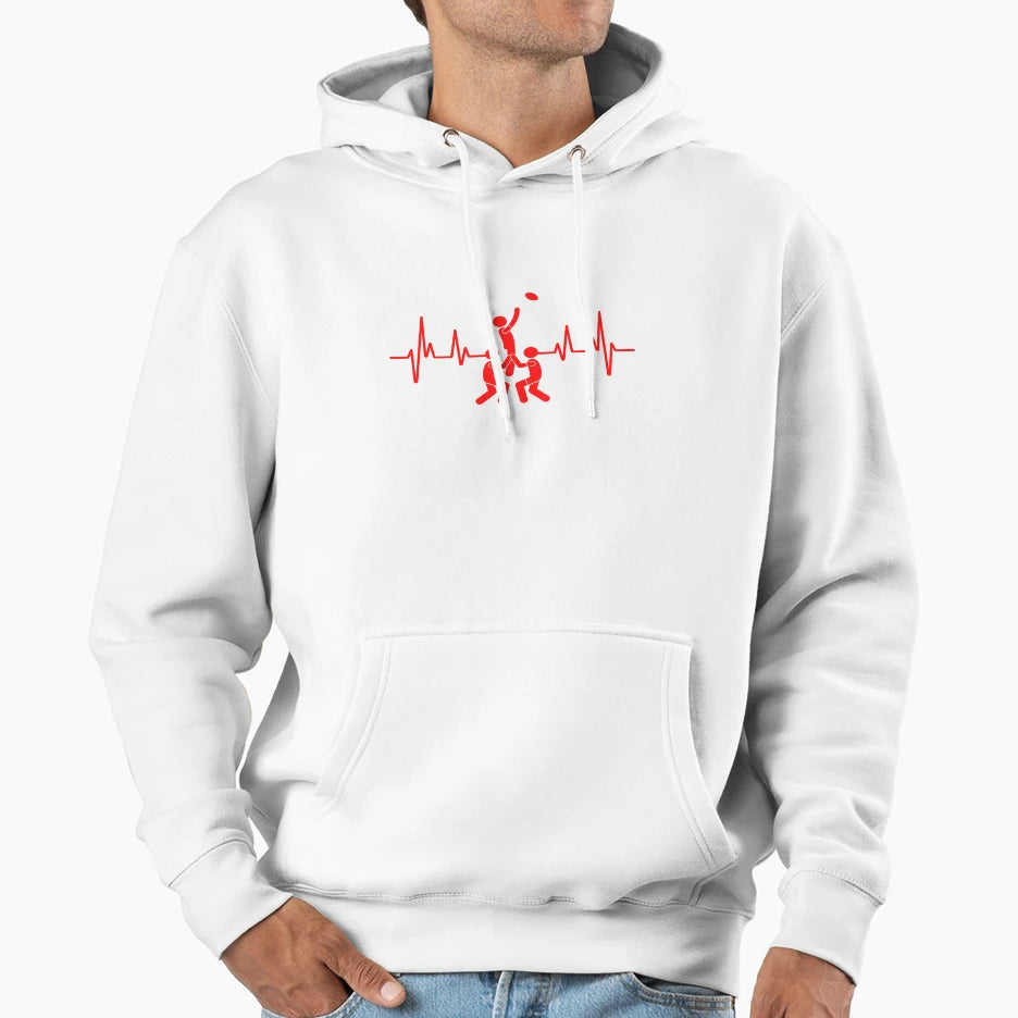 Rugby Player Rugby Heartbeat Rugby Hoodie - Casual Everyday Wear Unisex - T-Shirt, Sweatshirt, Hoodie