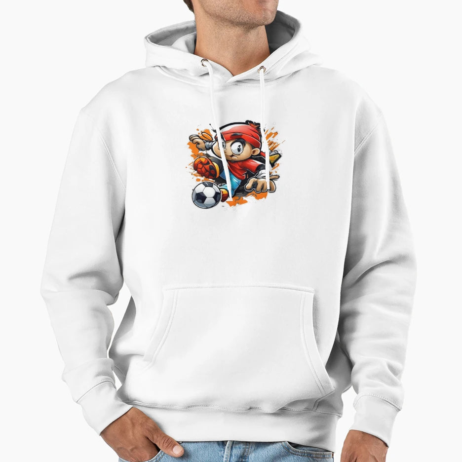 Cartoon Kickoff Soccer Shenanigans Hoodie - Aesthetic Graphic for Adults - T-Shirt, Sweatshirt, Hoodie