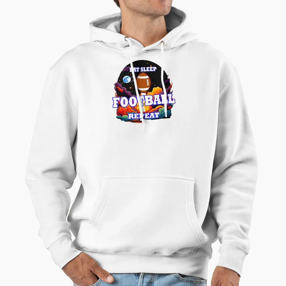 Eat Sleep Football Repeat Hoodie - Trendy Graphic Men Women - T-Shirt, Sweatshirt, Hoodie