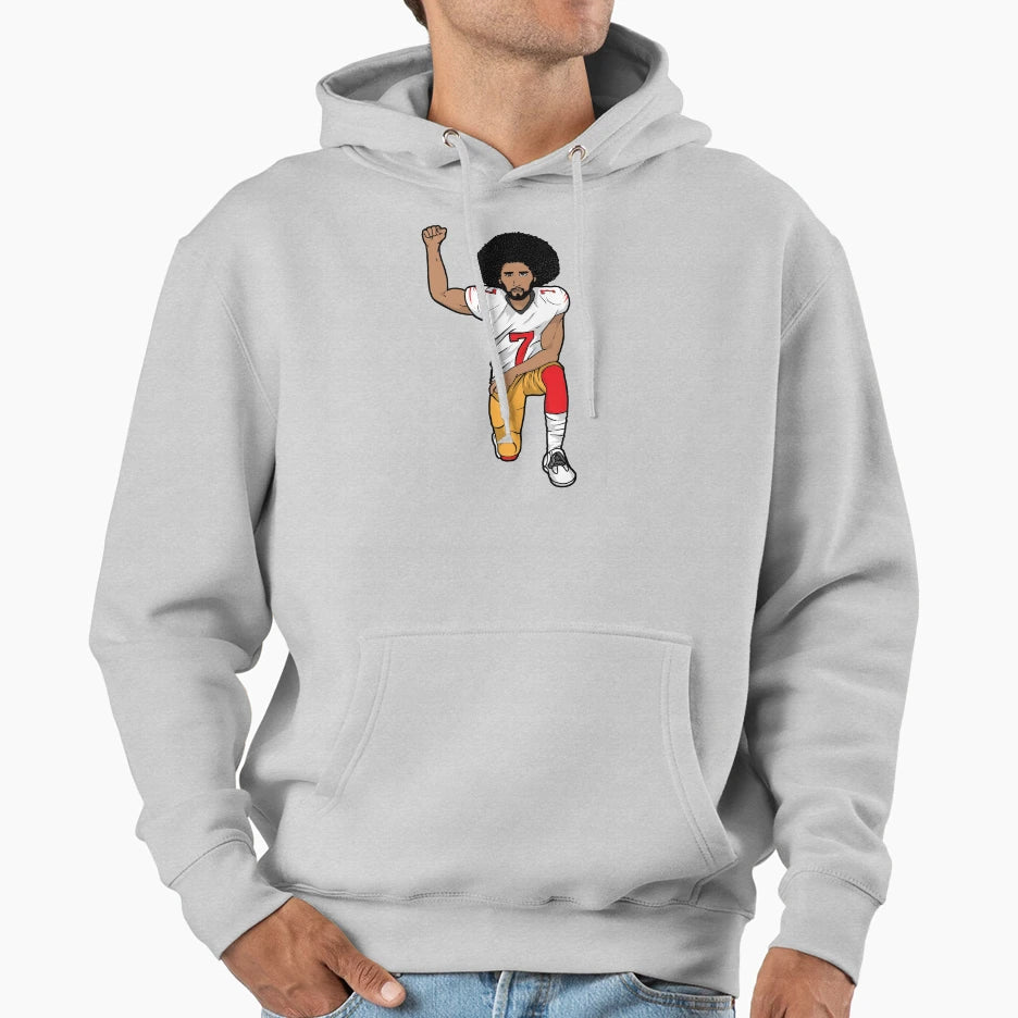 Colin Kaepernick Kneeling Hoodie - Fun Novelty Design Unisex - T-Shirt, Sweatshirt, Hoodie