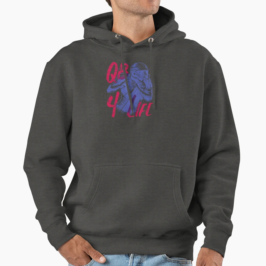 Quarterback Live American Football Hoodie - Minimalist Print for Adults - T-Shirt, Sweatshirt, Hoodie