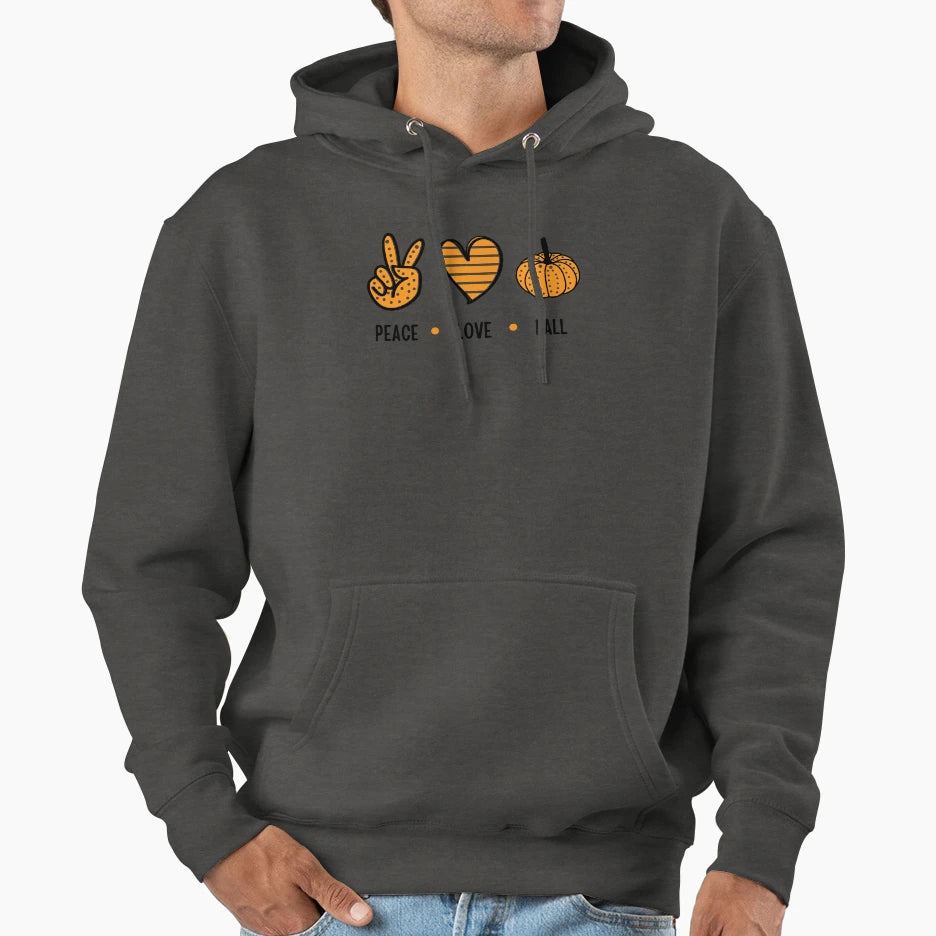 Peace Love Fall Autumn Vibes Hoodie - Trendy Graphic Men Women - T-Shirt, Sweatshirt, Hoodie