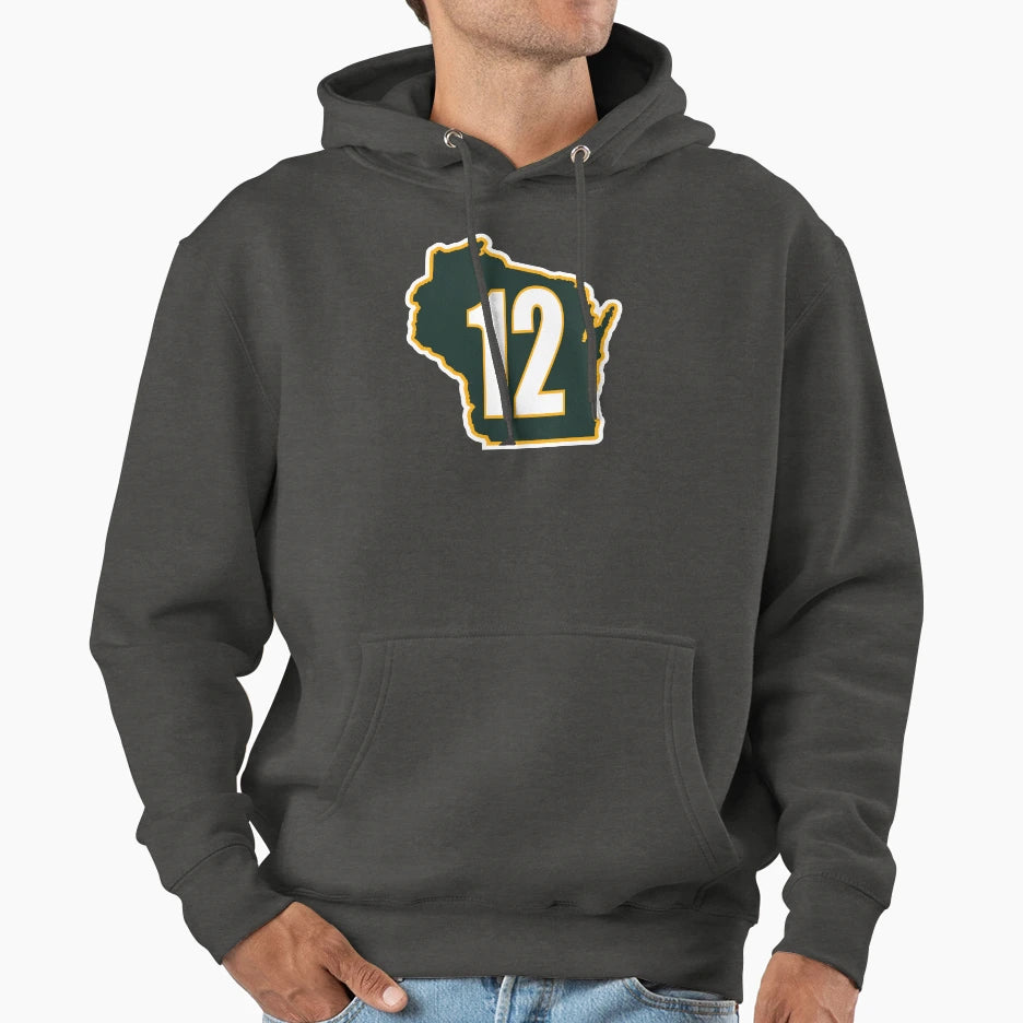 Wisconsin Map 12 Hoodie - Novelty Apparel for Adults - T-Shirt, Sweatshirt, Hoodie