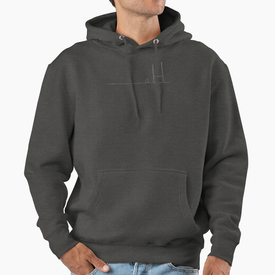 Minimal Line Rugby Kick Hoodie - Graphic Print Men Women - T-Shirt, Sweatshirt, Hoodie