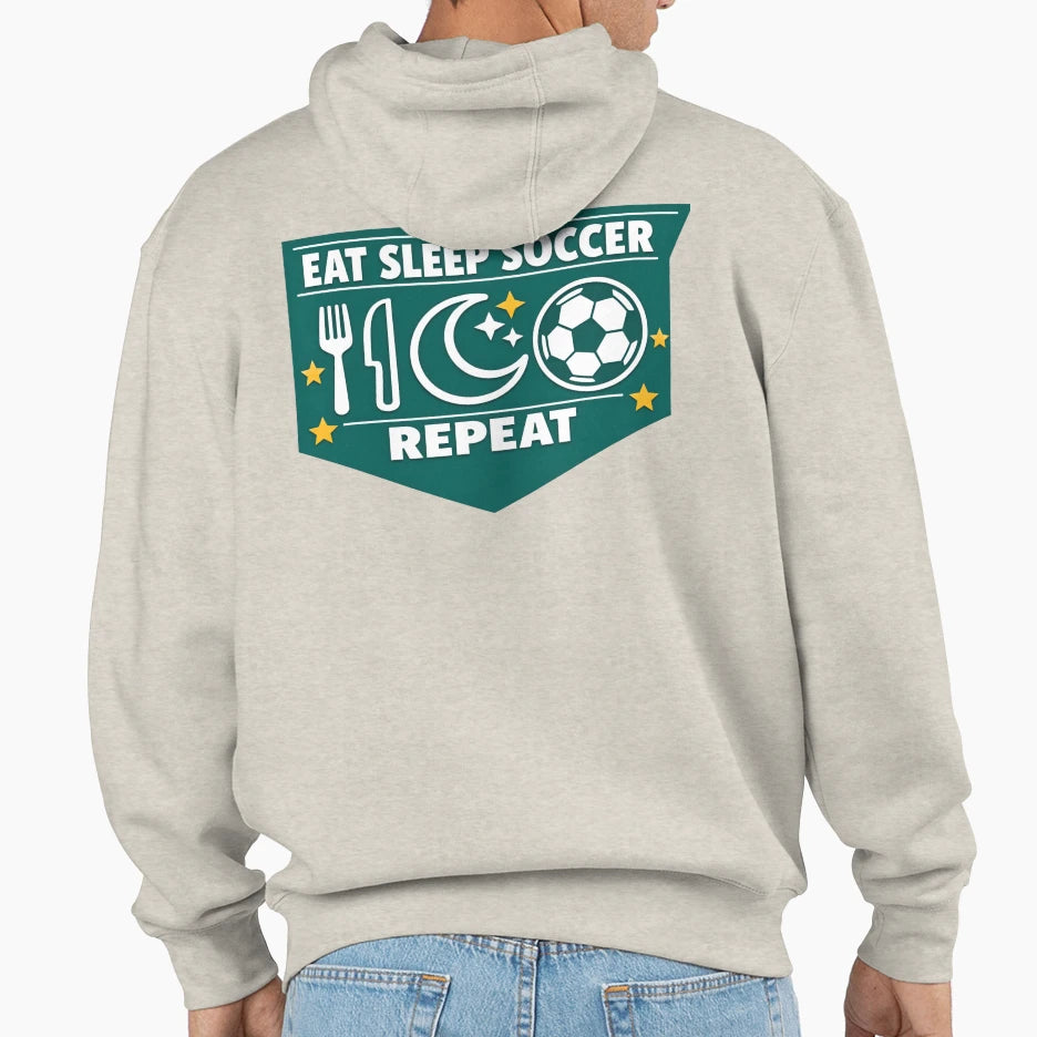 Eat Sleep Soccer Repeat Bold Fan Gift Hoodie - Casual Everyday Wear Unisex - T-Shirt, Sweatshirt, Hoodie
