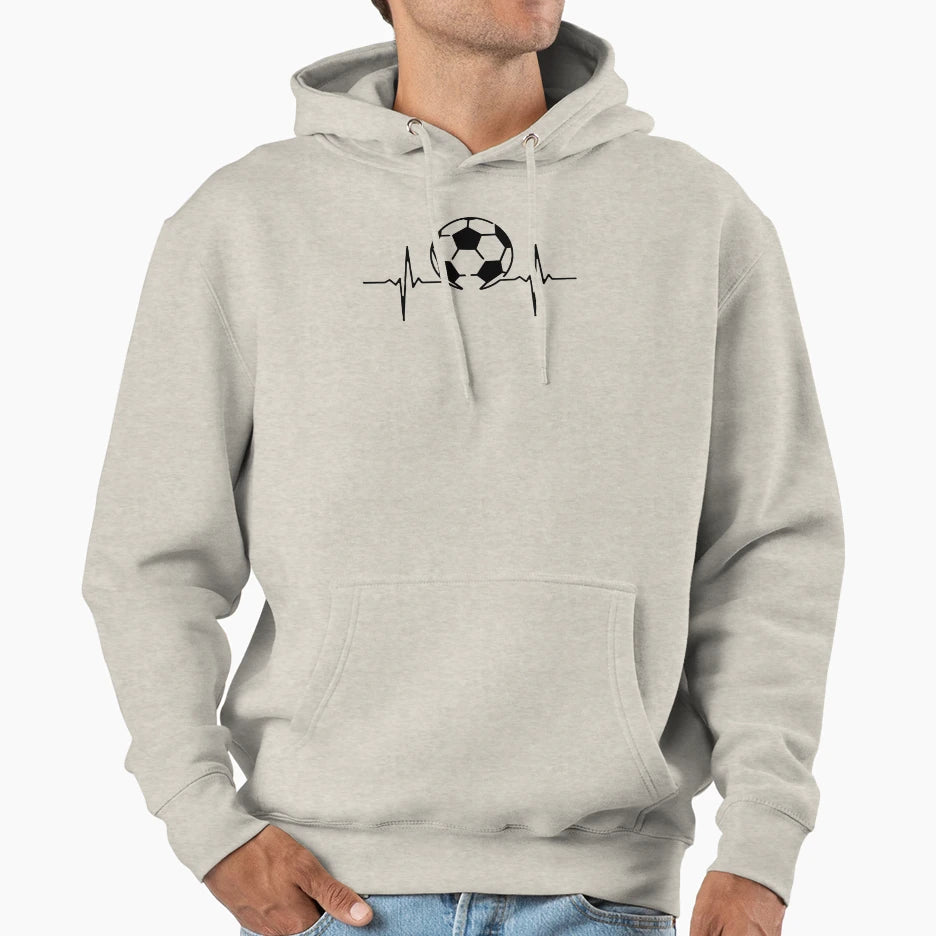 My Heart Beats Soccer Black Hoodie - Trendy Graphic for Adults - T-Shirt, Sweatshirt, Hoodie