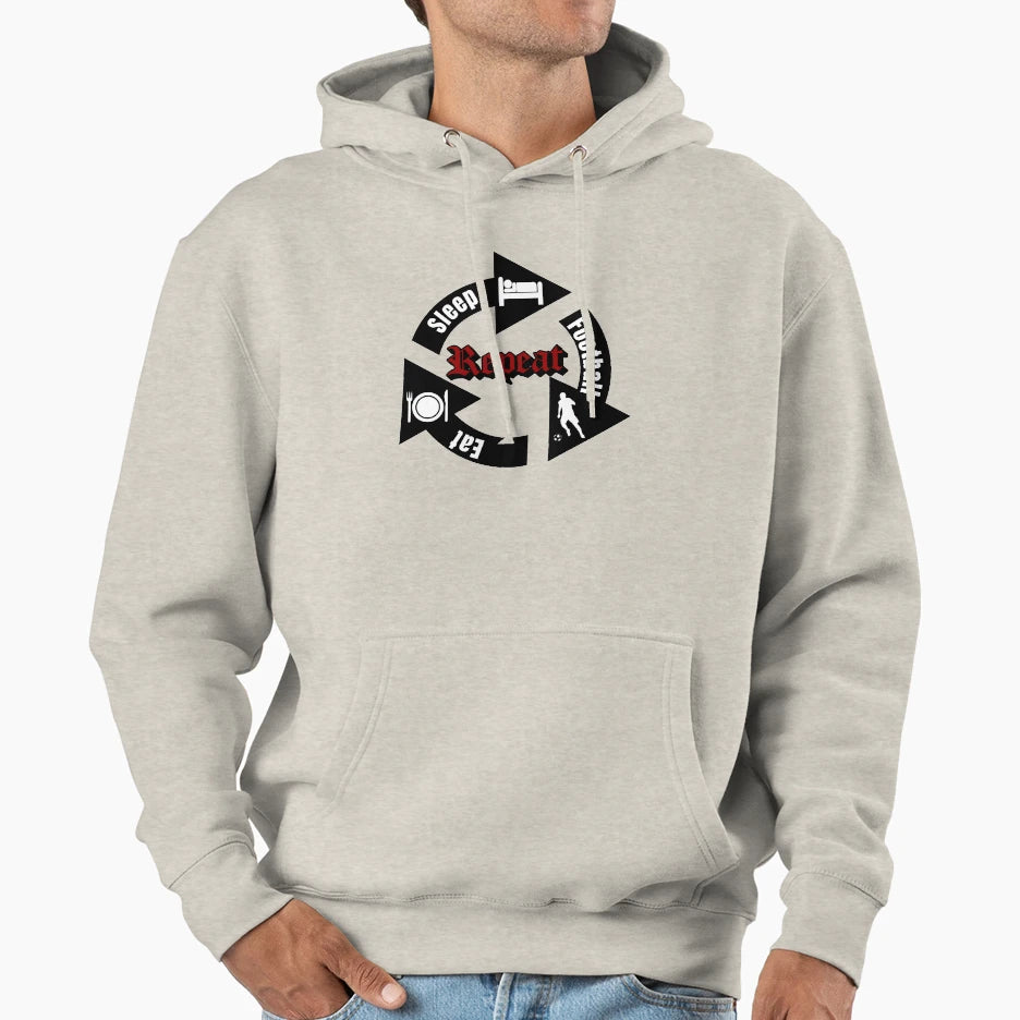 Eat Sleep Football Repeat Eat Sleep T-Shirt - Graphic Print for Adults - T-Shirt, Sweatshirt, Hoodie