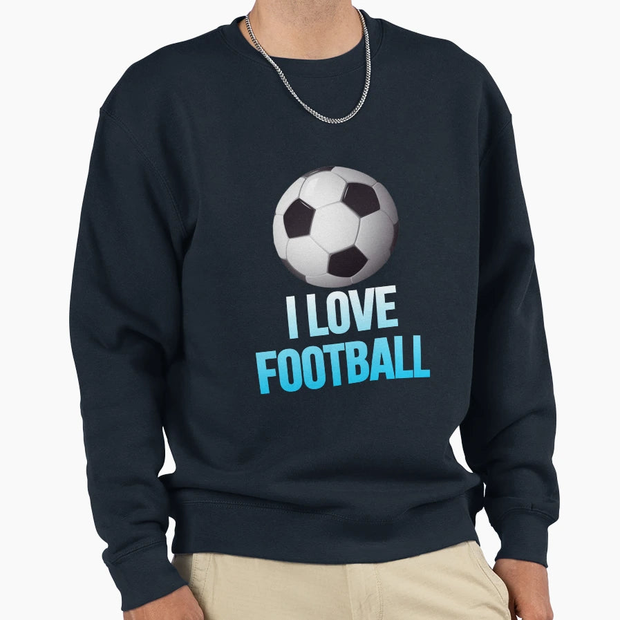 I Love Football Sweatshirt - Minimalist Print Men Women - T-Shirt, Sweatshirt, Hoodie