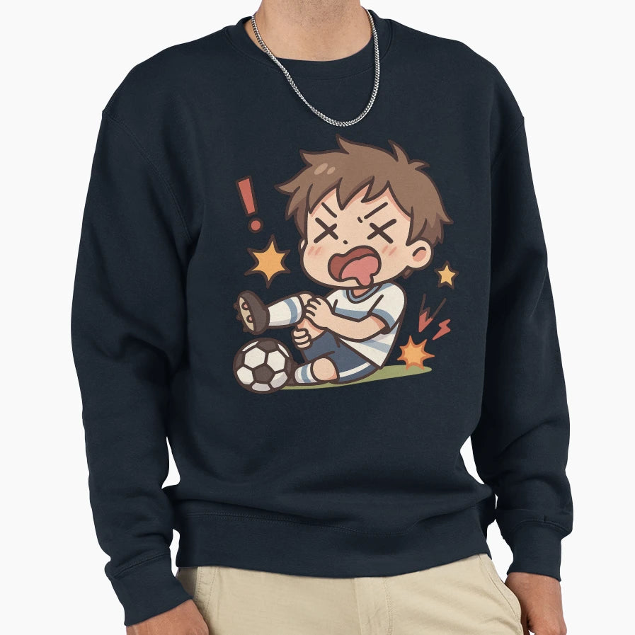 Chibi Soccer Player Faking Foul Sweatshirt - Fun Novelty Design for Adults - T-Shirt, Sweatshirt, Hoodie