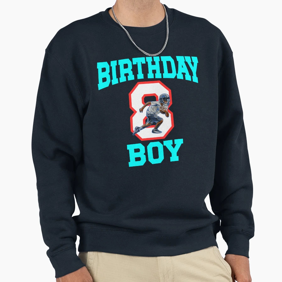 8 Year Old Football 8Th Birthday Sweatshirt - Aesthetic Graphic for Adults - T-Shirt, Sweatshirt, Hoodie