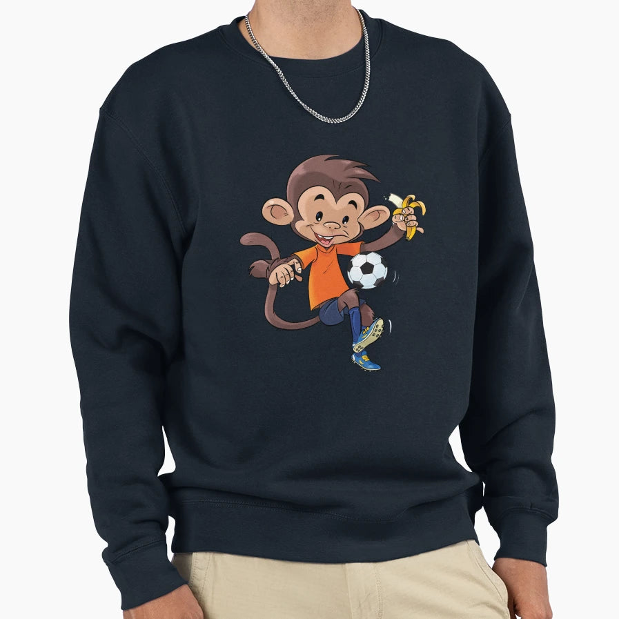 Cheeky Soccer Monkey Sweatshirt - Novelty Apparel Men Women - T-Shirt, Sweatshirt, Hoodie
