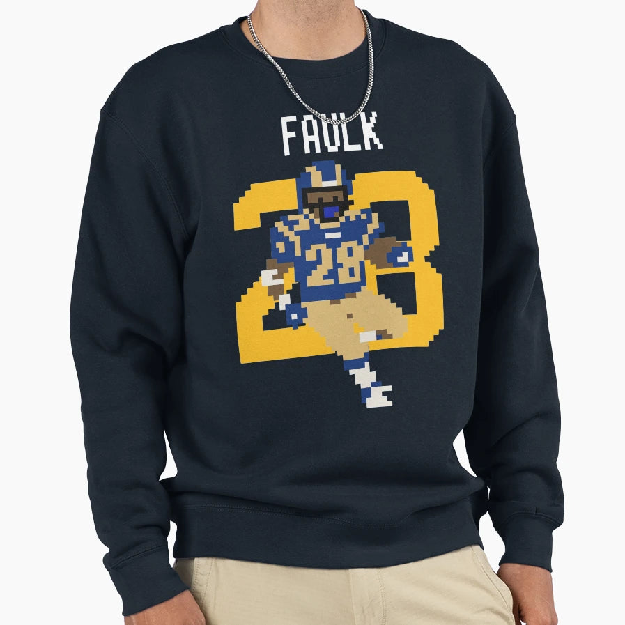 Marshall Faulk 28 Pixel Art St Sweatshirt - Aesthetic Graphic Men Women - T-Shirt, Sweatshirt, Hoodie