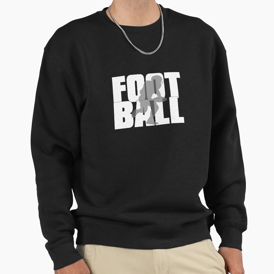 Football Lettering And Silhouette Sweatshirt - Trendy Graphic Unisex - T-Shirt, Sweatshirt, Hoodie