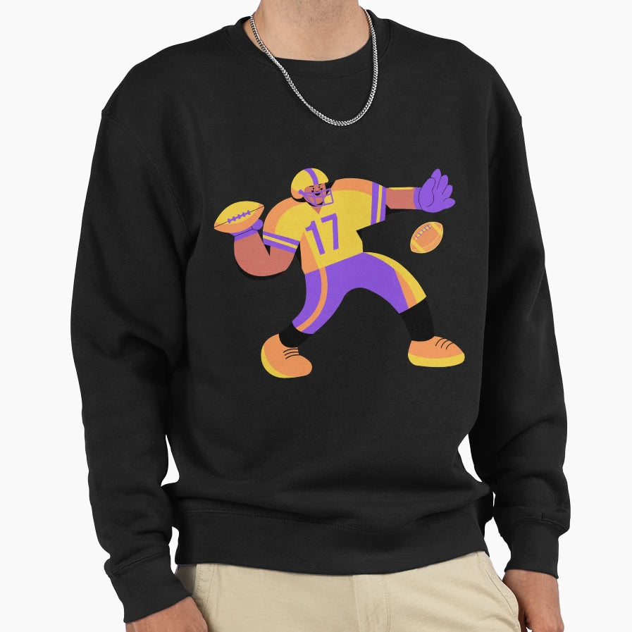 American Football Cartoon Sweatshirt - Casual Everyday Wear Men Women - T-Shirt, Sweatshirt, Hoodie