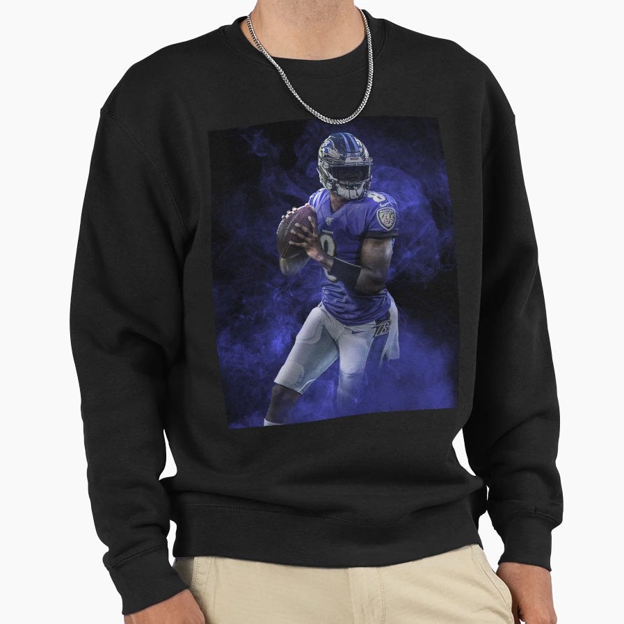 Lamar Baltimore Sports Art Sweatshirt - Custom Art Print for Adults - T-Shirt, Sweatshirt, Hoodie